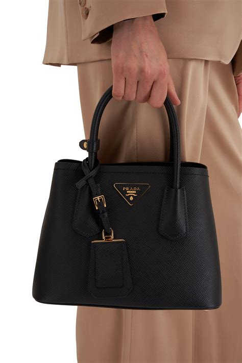 prada small saffiano double bag
